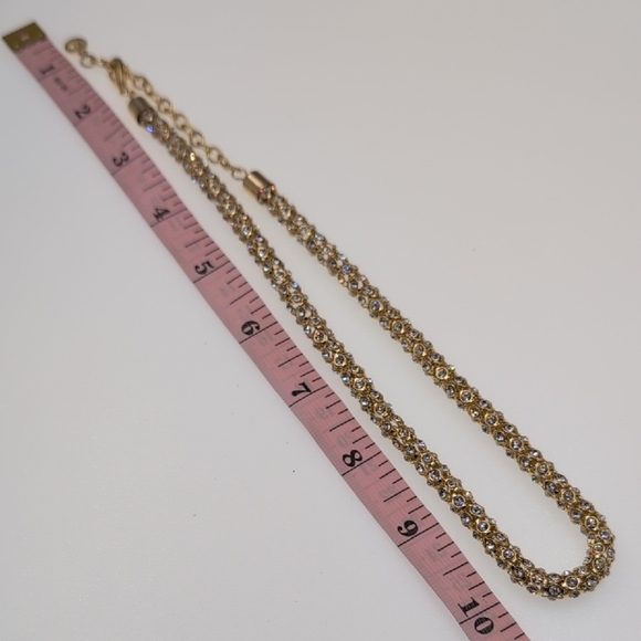 Goldtone And Rhinestone Studded Byzantine Necklace Euc Gloria Vanderbilt - Picture 6 of 6